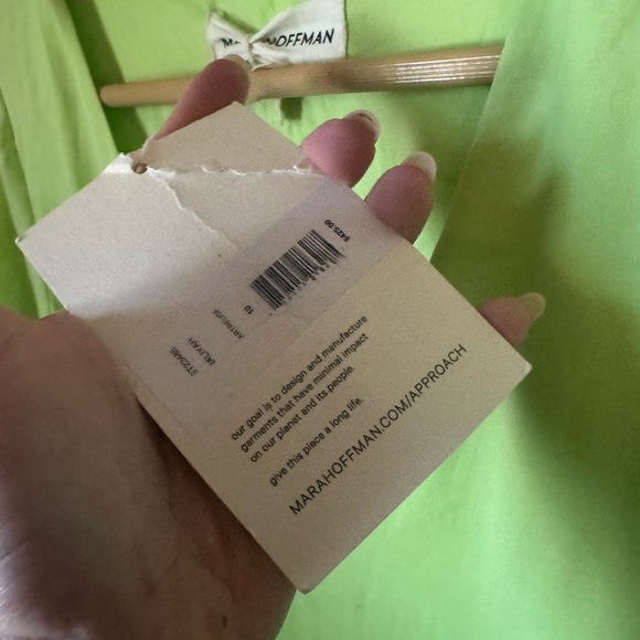 MARA HOFFMAN Naliyah V-Neck Maxi Dress Chartreuse Neon Green Bell Sleeve Size 10 - Picture 4 of 6